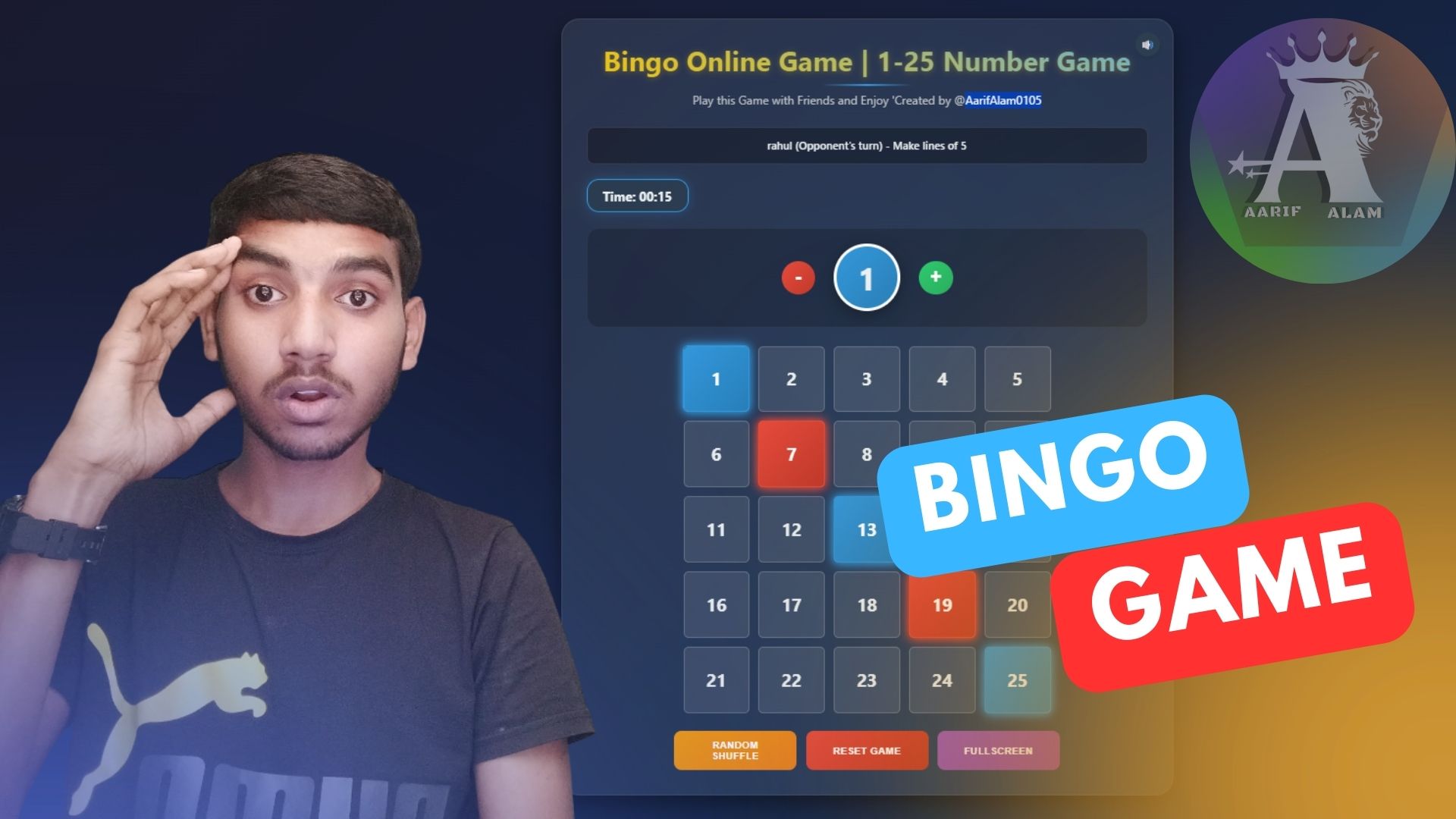 Bingo 1-25 Numbers Game